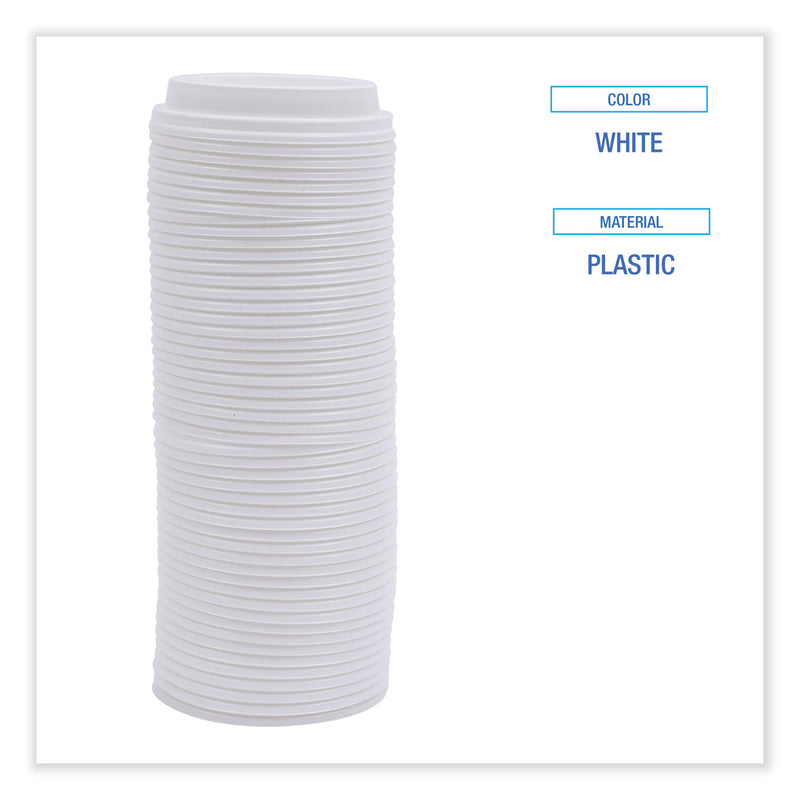 Boardwalk Deerfield Hot Cup Lids, Fits 10 oz to 20 oz Cups, White, Plastic, 50/Pack, 20 Packs/Carton