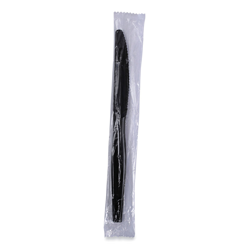 Boardwalk Heavyweight Wrapped Polystyrene Cutlery, Knife, Black, 1,000/Carton