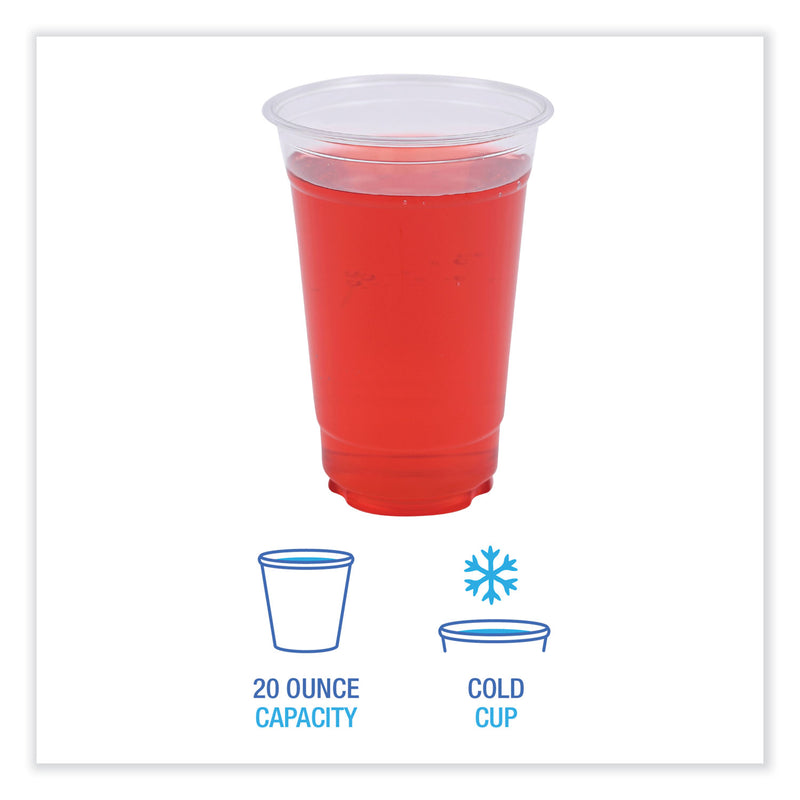 Boardwalk Clear Plastic Cold Cups, 20 oz, PET, 50 Cups/Sleeve, 20 Sleeves/Carton