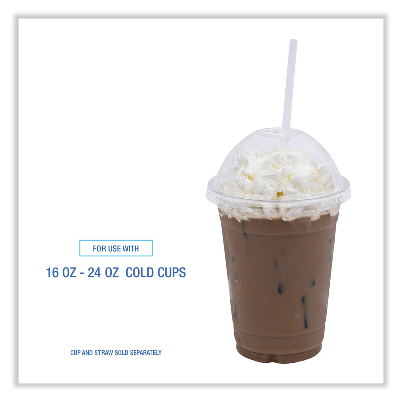 Boardwalk PET Cold Cup Dome Lids, Fits 16 oz to 24 oz Plastic Cups, Clear, 100 Lids/Sleeve, 10 Sleeves/Carton