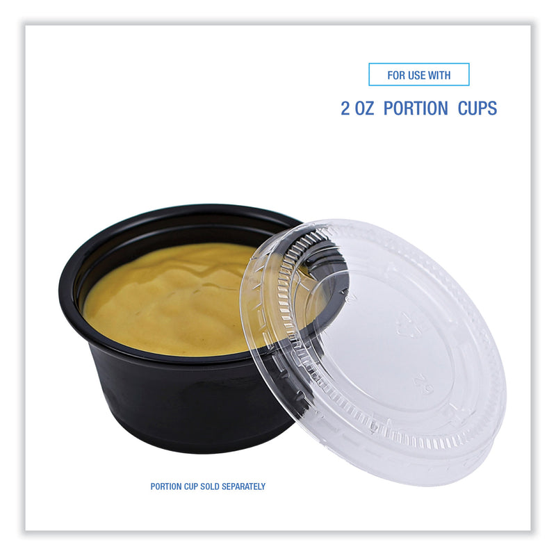 Boardwalk Souffle/Portion Cup Lids, Fits 2 oz Portion Cups, Clear, 2,500/Carton