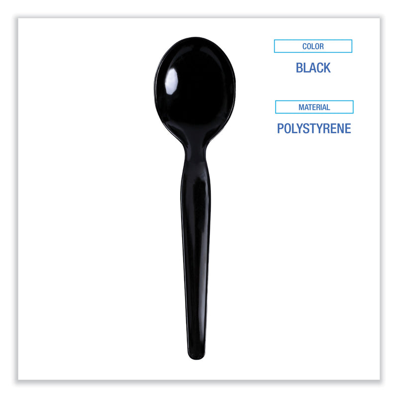Boardwalk Heavyweight Polystyrene Cutlery, Soup Spoon, Black, 1000/Carton