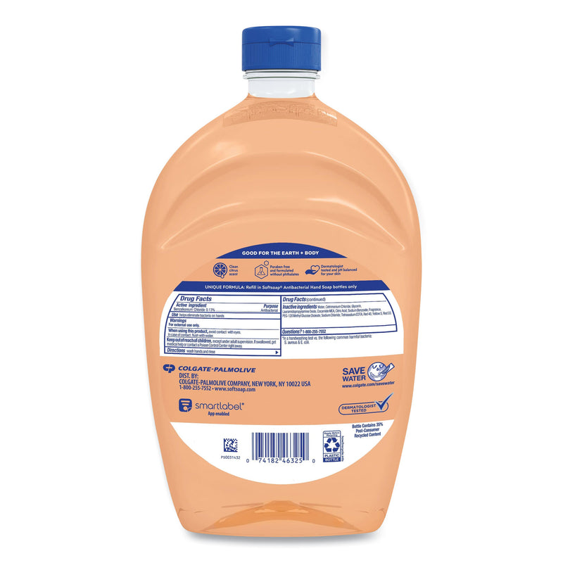 Softsoap Antibacterial Liquid Hand Soap Refills, Fresh, 50 oz, Orange, 6/Carton