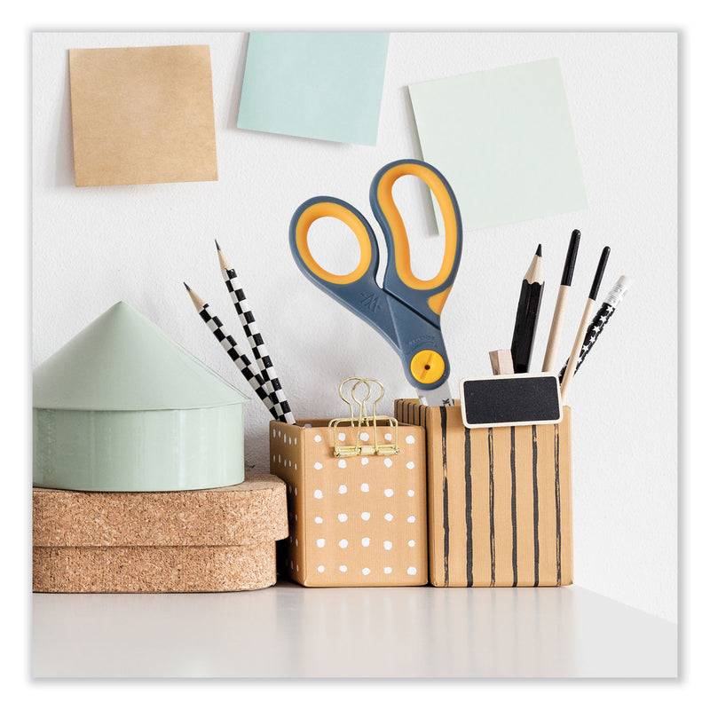 Westcott Non-Stick Titanium Bonded Scissors, 8" Long, 3.25" Cut Length, Gray/Yellow Straight Handles, 3/Pack