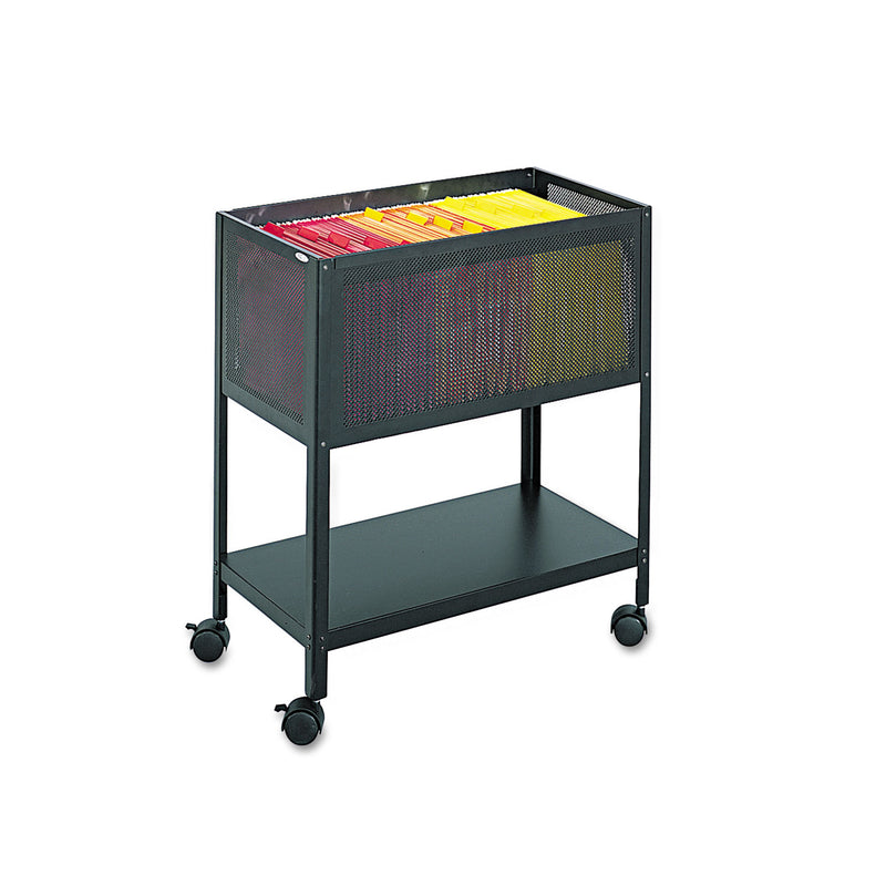 Safco Open Top Mesh Tub, Metal, 1 Shelf, 1 Bin, 13.5" x 24.25" x 27.5", Black