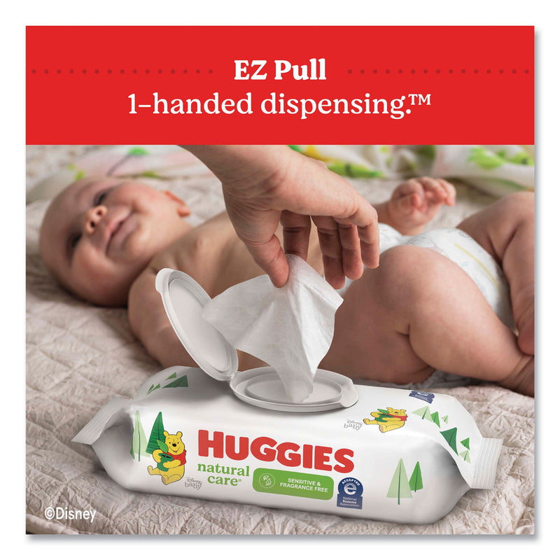 Huggies Natural Care Sensitive Baby Wipes, 3.88 x 6.6, Unscented, White, 56/Pack, 8 Packs/Carton