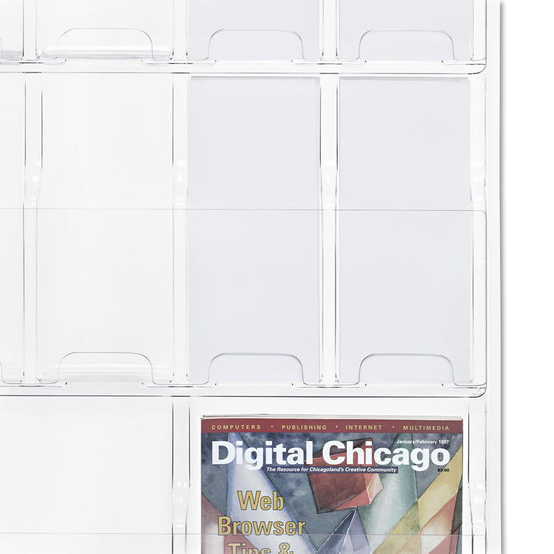 Safco Reveal Clear Literature Displays, 18 Compartments, 30w x 2d x 45h, Clear