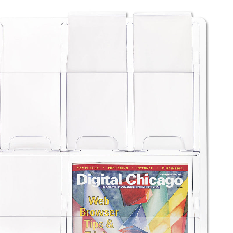 Safco Reveal Clear Literature Displays, 9 Compartments, 30w x 2d x 22.5h, Clear