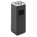 Safco Ash 'N Trash Sandless Urn, Square, Stainless Steel, 3 gal, Black/Chrome