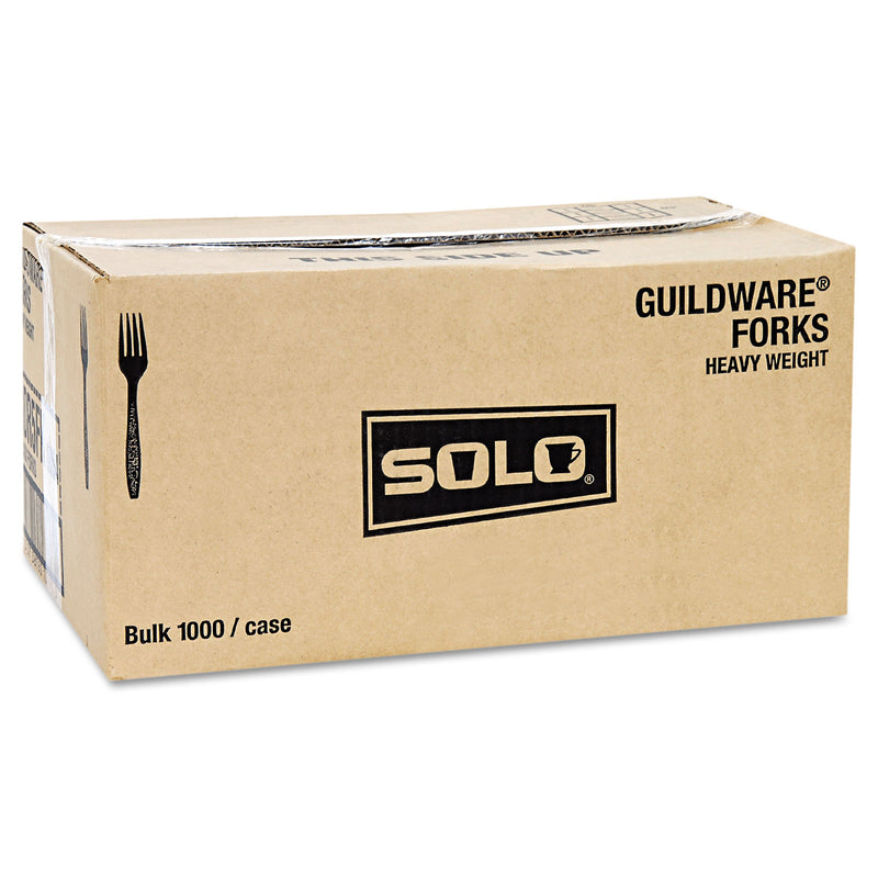 Dart Guildware Heavyweight Plastic Forks, Black, 1000/Carton
