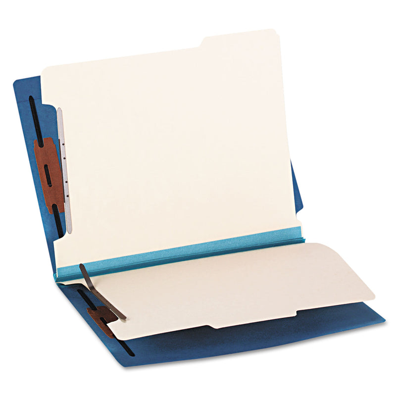 Smead Colored End Tab Classification Folders with Dividers, 2 Dividers, Letter Size, Blue, 10/Box