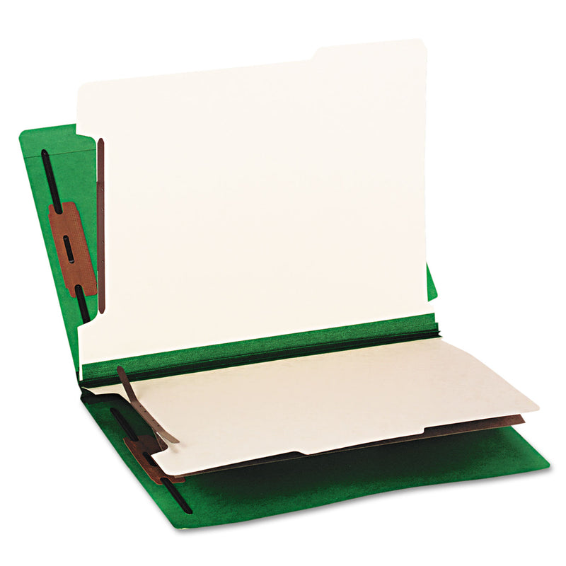 Smead Colored End Tab Classification Folders with Dividers, 2 Dividers, Letter Size, Green, 10/Box