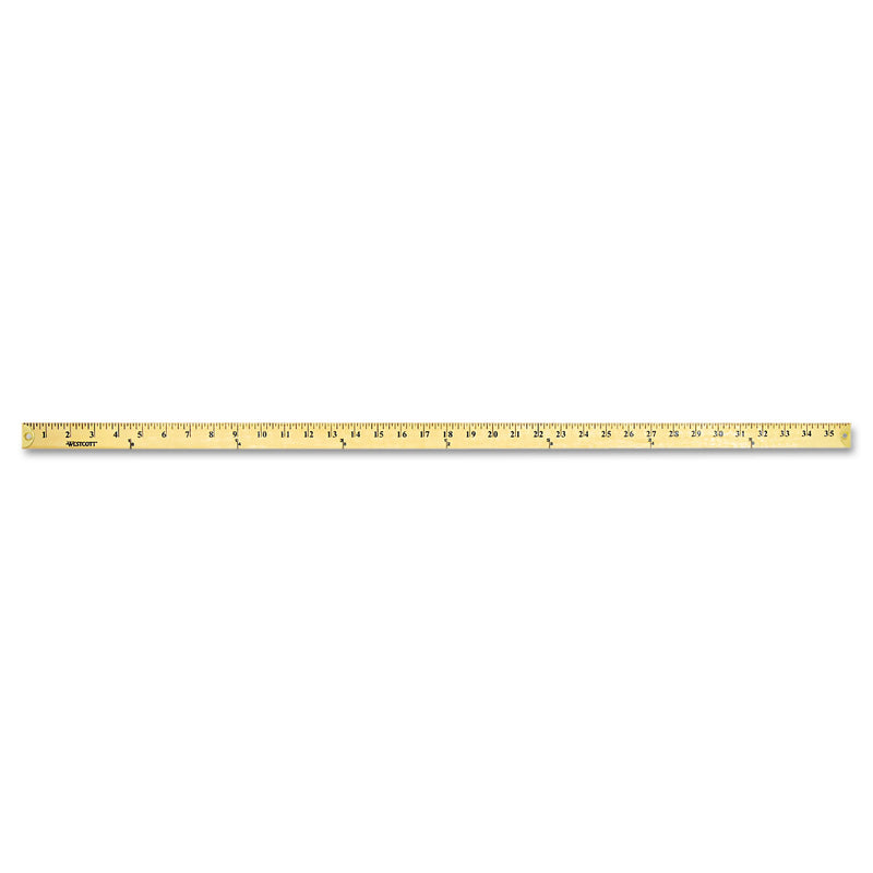 Westcott Wood Yardstick with Metal Ends, 36" Long. Clear Lacquer Finish