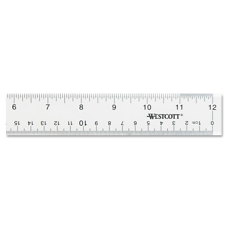 Westcott Clear Flexible Acrylic Ruler, Standard/Metric, 12" Long, Clear