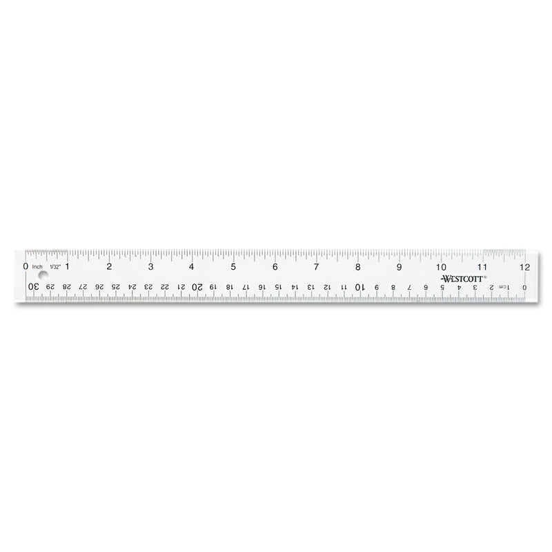 Westcott Clear Flexible Acrylic Ruler, Standard/Metric, 12" Long, Clear