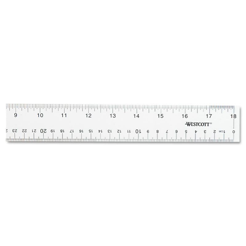 Westcott Clear Flexible Acrylic Ruler, Standard/Metric, 18" Long, Clear
