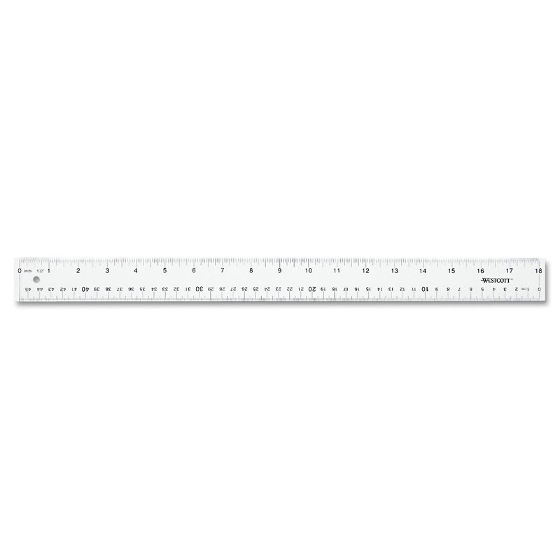 Westcott Clear Flexible Acrylic Ruler, Standard/Metric, 18" Long, Clear