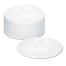 Tablemate Plastic Dinnerware, Compartment Plates, 9" dia, White, 125/Pack