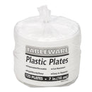 Tablemate Plastic Dinnerware, Plates, 7" dia, White, 125/Pack