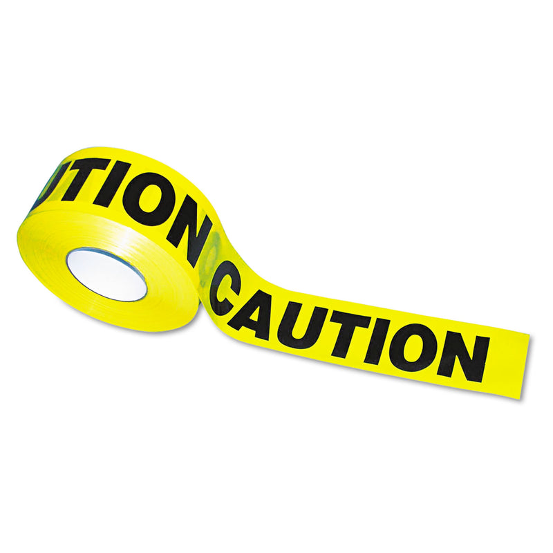 Tatco Caution Barricade Safety Tape, 3" x 1,000 ft, Black/Yellow