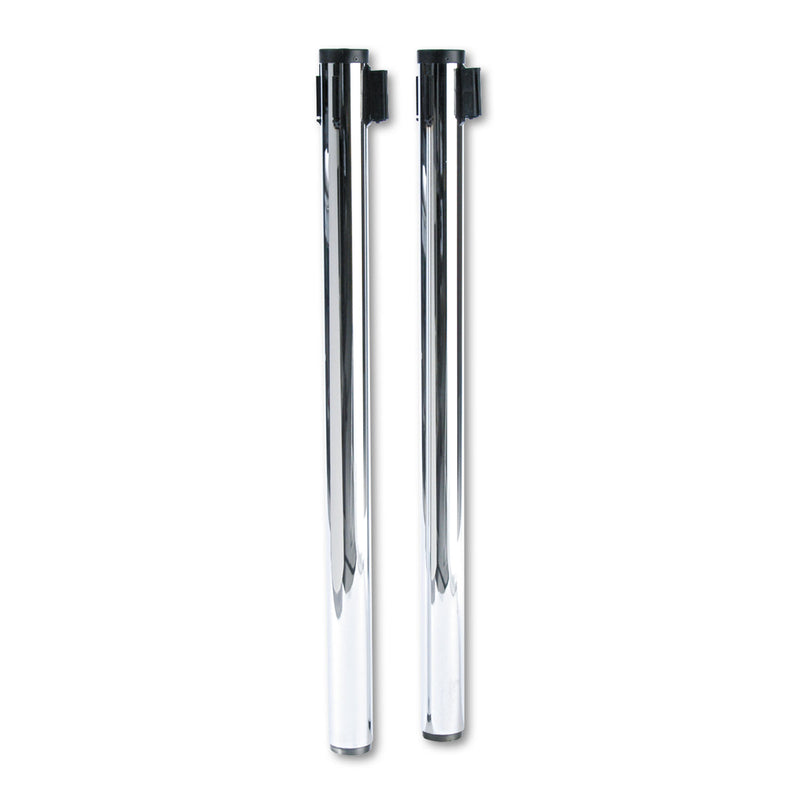Tatco Adjusta-Tape Crowd Control Stanchion Posts Only, Polished Aluminum, 40" High, Silver, 2/Box