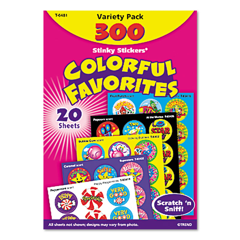 TREND Stinky Stickers Variety Pack, Colorful Favorites, Assorted Colors, 300/Pack