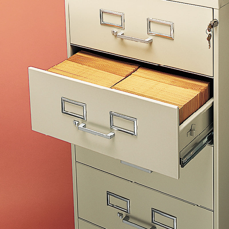 Tennsco Six-Drawer Multimedia/Card File Cabinet, Putty, 21.25" x 28.5" x 52"