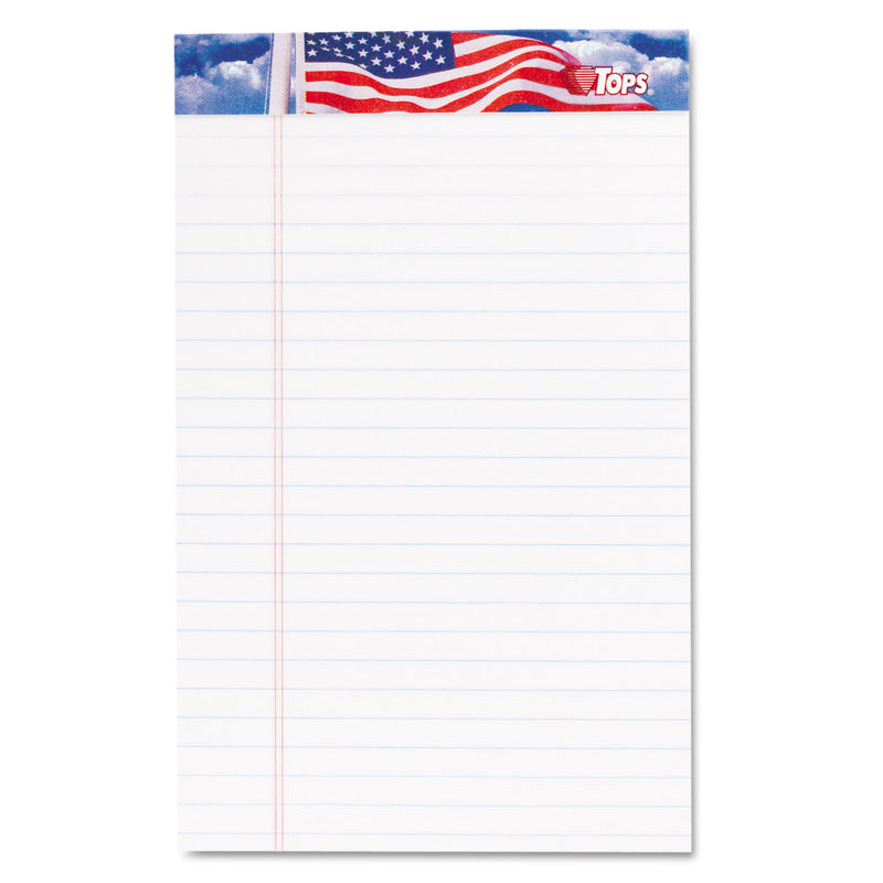 TOPS American Pride Writing Pad, Narrow Rule, Red/White/Blue Headband, 50 White 5 x 8 Sheets, 12/Pack