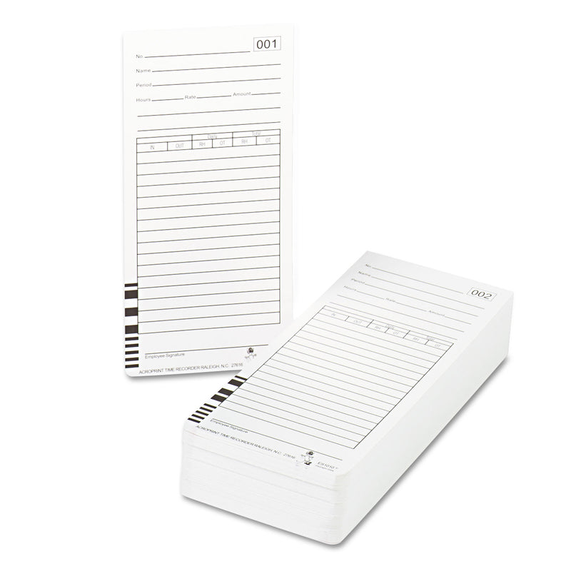 Acroprint Time Clock Cards for Acroprint ES1000, Two Sides, 3.5 x 7, 100/Pack