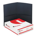 Universal Two-Pocket Portfolio, Embossed Leather Grain Paper, 11 x 8.5, Dark Blue, 25/Box