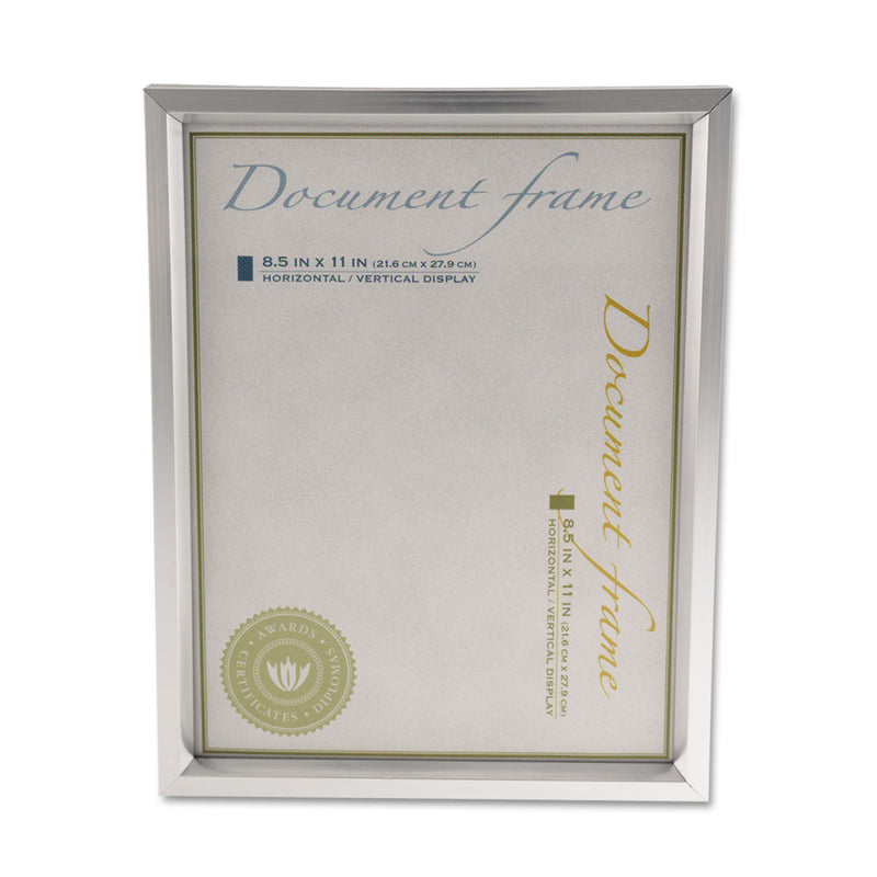 Universal Plastic Document Frame, for 8.5 x 11, Easel Back, Metallic Silver