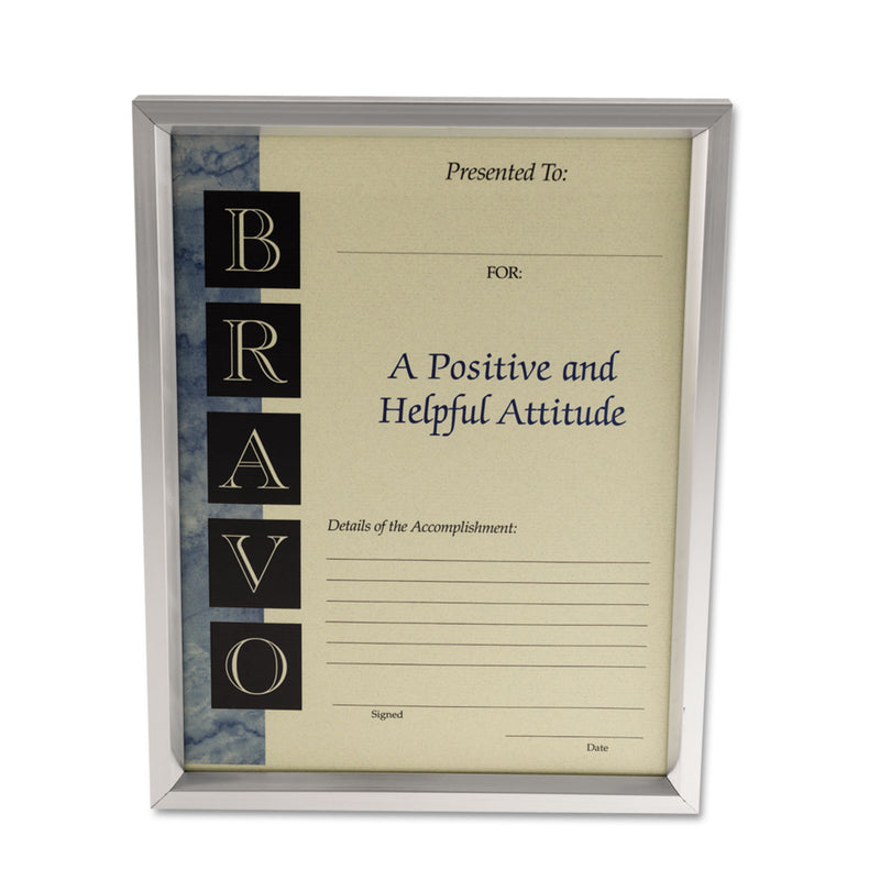 Universal Plastic Document Frame, for 8.5 x 11, Easel Back, Metallic Silver